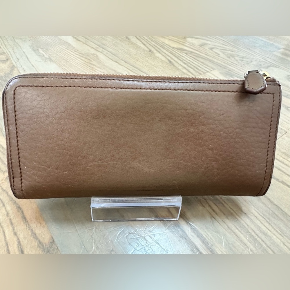 Prada Tan Leather Zip Wallet With Box and COA - Picture 3 of 12
